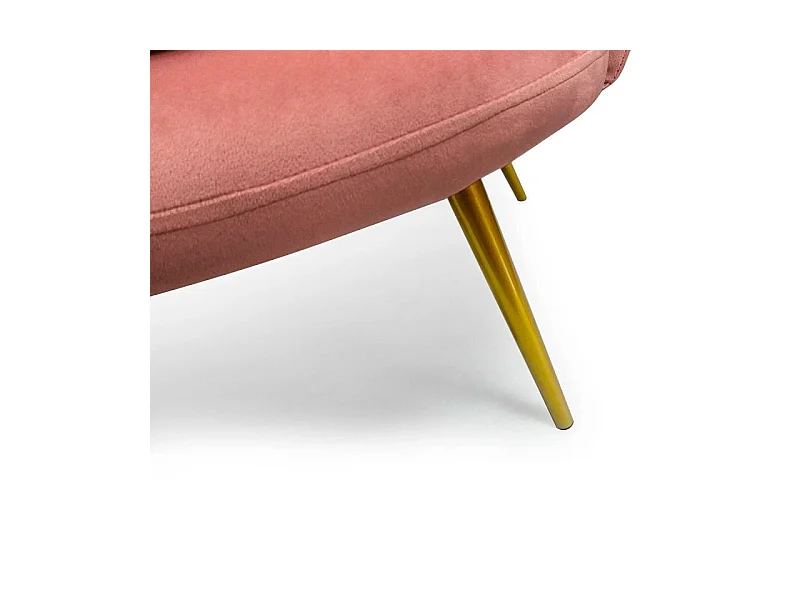 Divano arrotondato a 2 posti Brenda Velluto rosa e piedi Oro