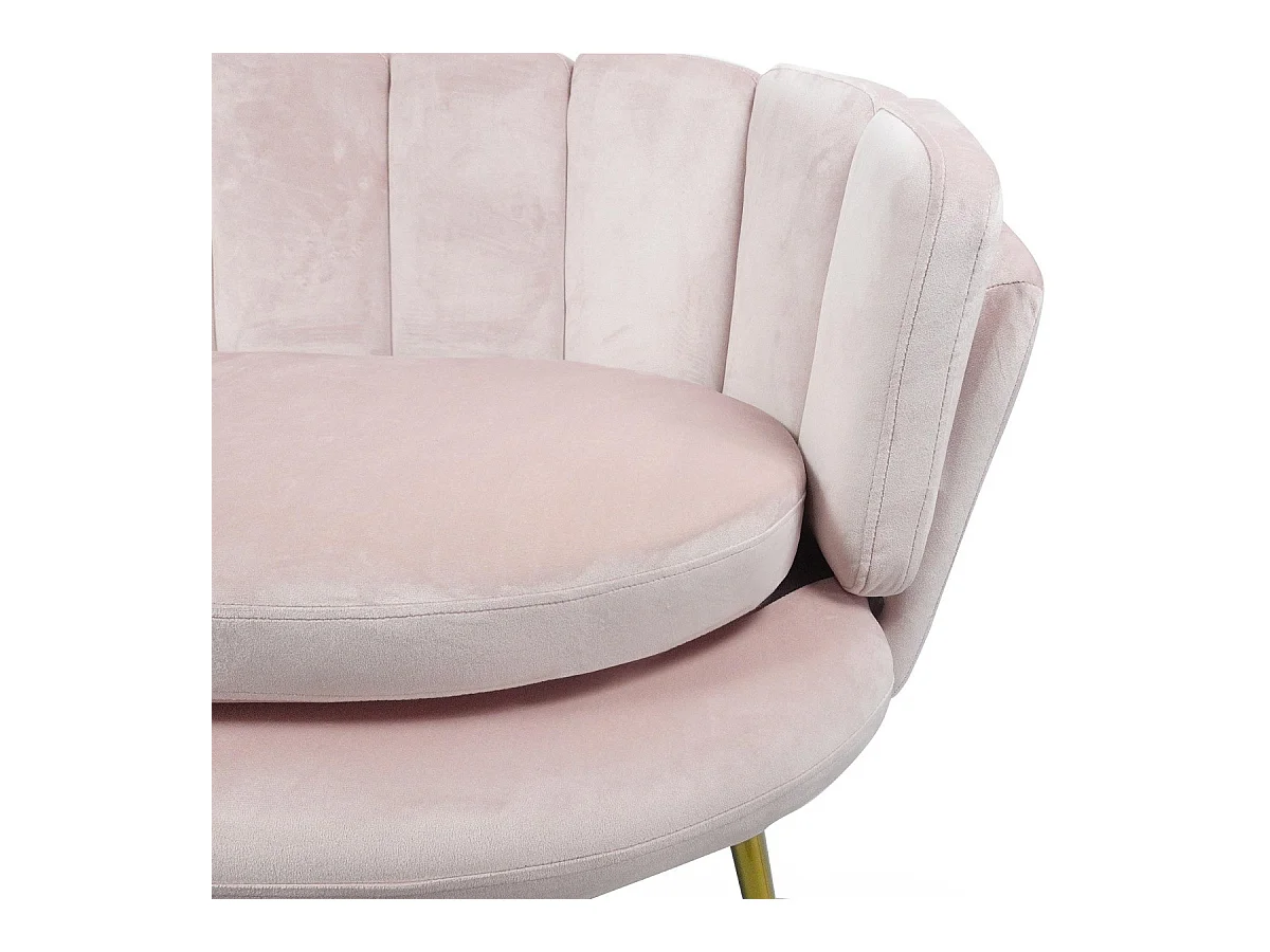 Divano arrotondato a 2 posti Brenda Velluto rosa e piedi Oro