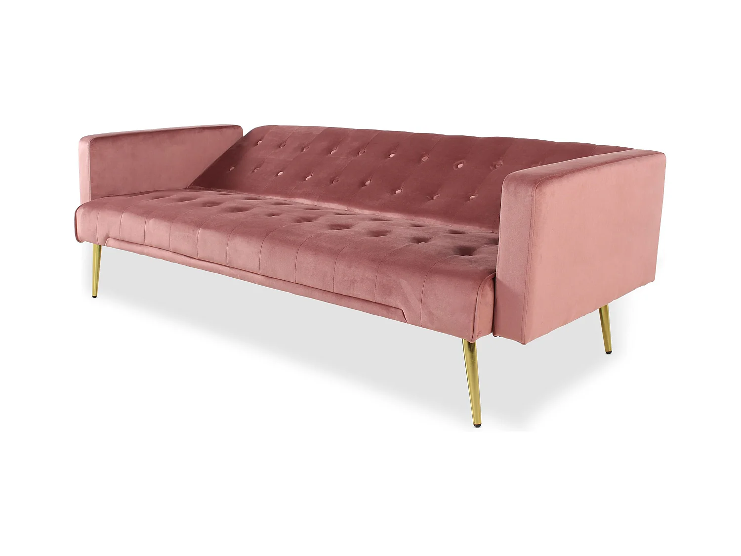 Canapé Convertible Velours "Tybio" 175cm Rose