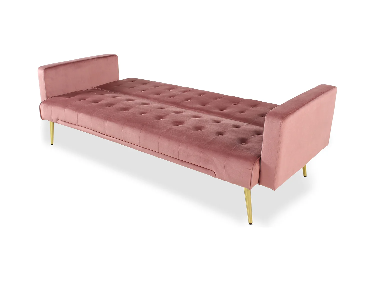 Canapé Convertible Velours "Tybio" 175cm Rose