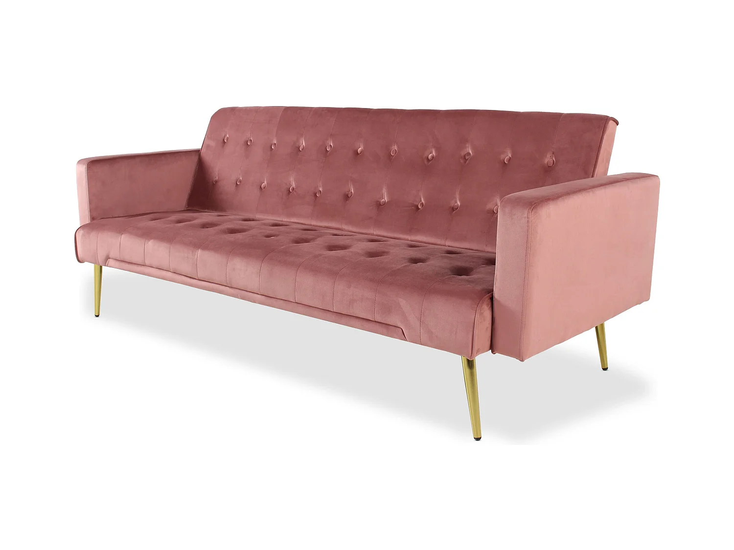 Canapé Convertible Velours "Tybio" 175cm Rose