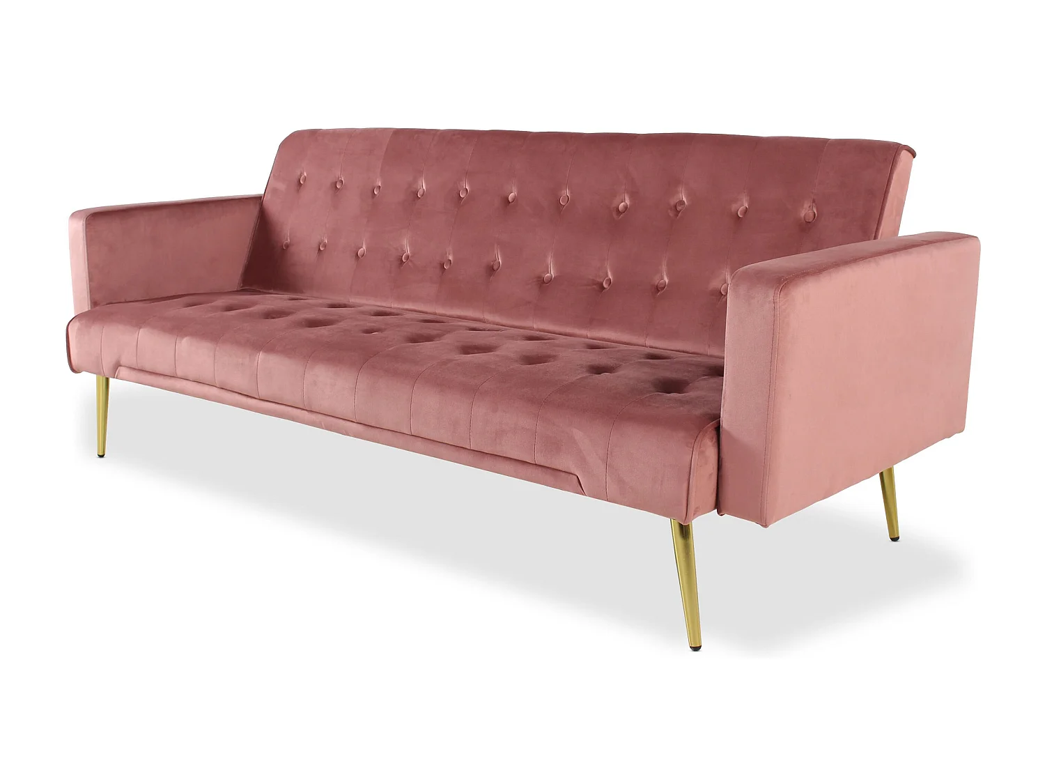 Canapé Convertible Velours "Tybio" 175cm Rose