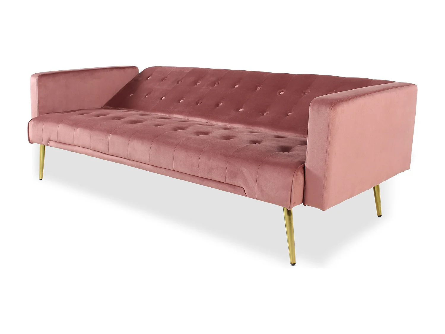 Canapé Convertible Velours "Tybio" 175cm Rose