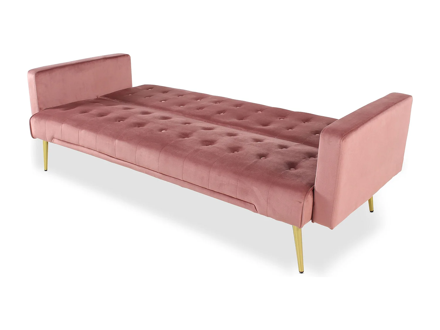 Canapé Convertible Velours "Tybio" 175cm Rose