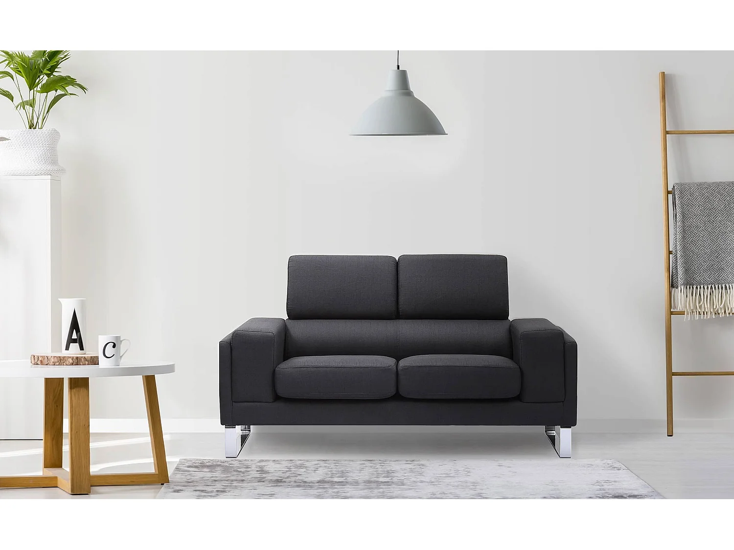 Canapé 2 Places Tissu "Ezekiel" 158cm Noir