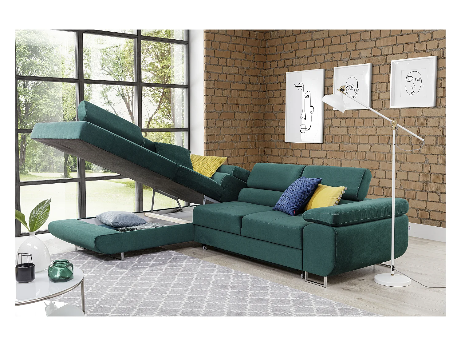 Canapé Convertible d'Angle Gauche "Toms" 275cm Noir