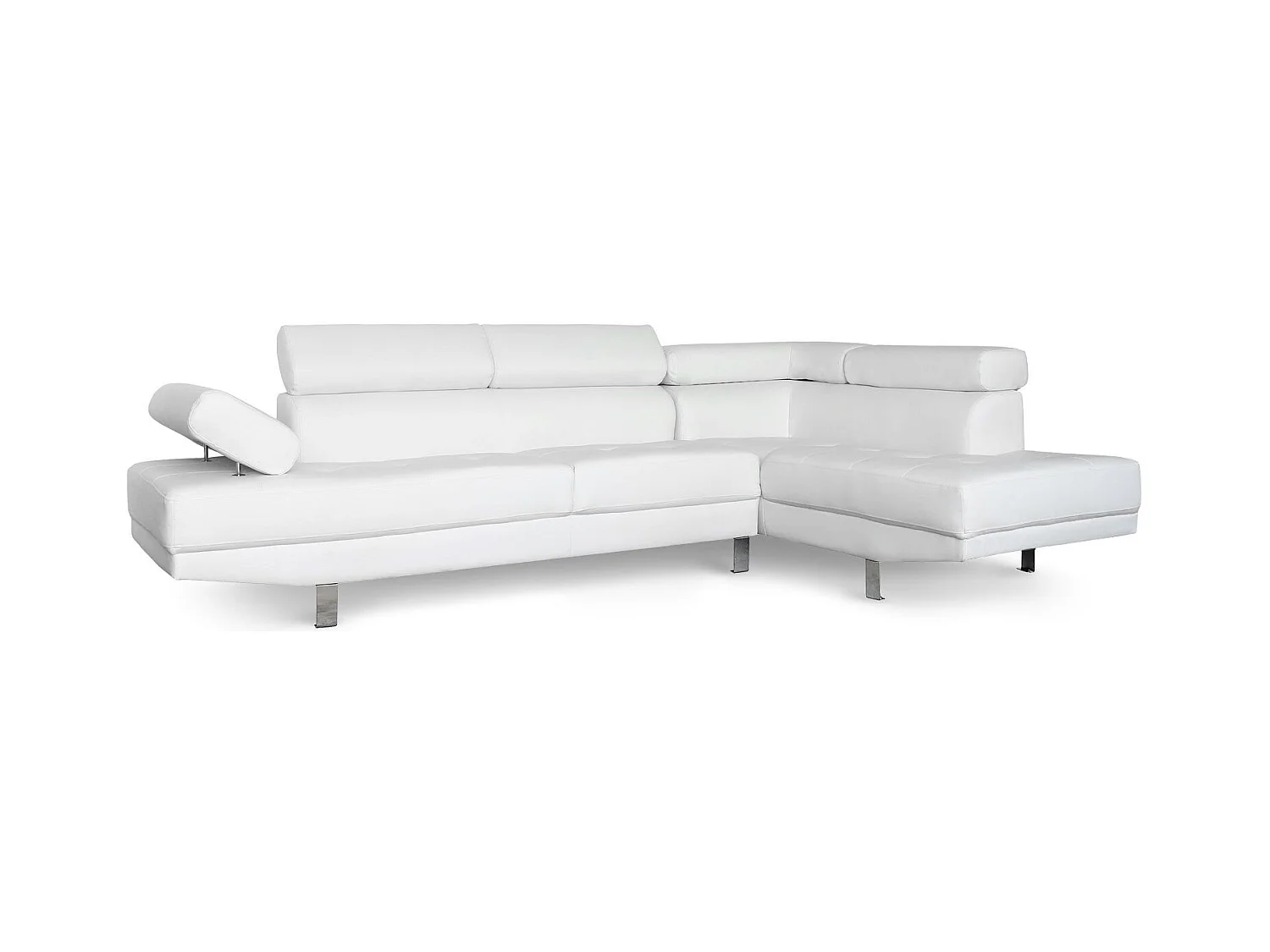 Ecksofa "Como" Weiß 5 Plätze mit verstellbaren Kopfstützen