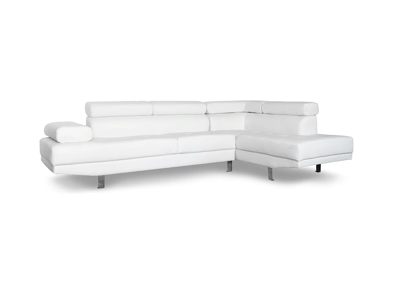 Ecksofa "Como" Weiß 5 Plätze mit verstellbaren Kopfstützen