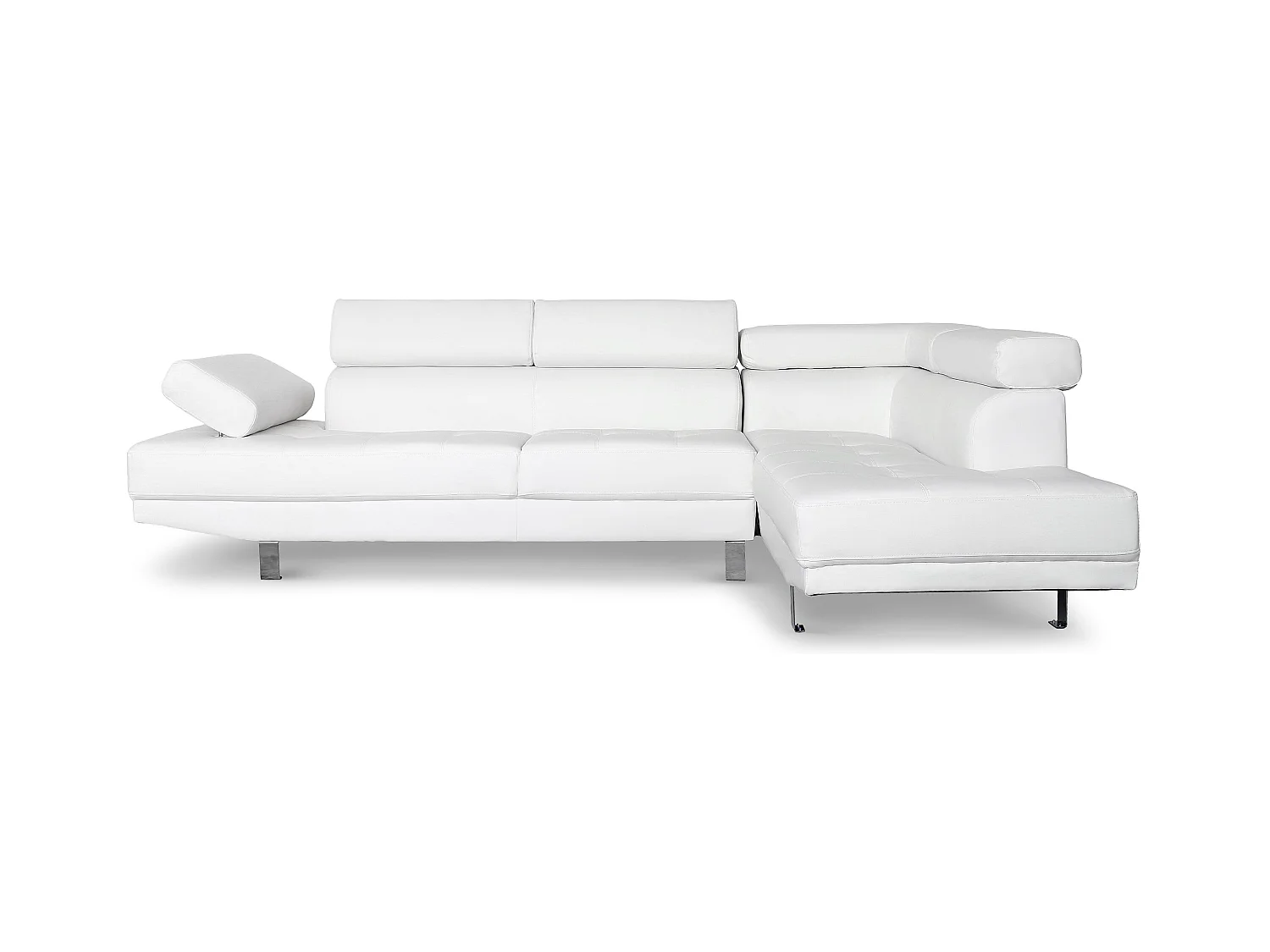 Ecksofa "Como" Weiß 5 Plätze mit verstellbaren Kopfstützen