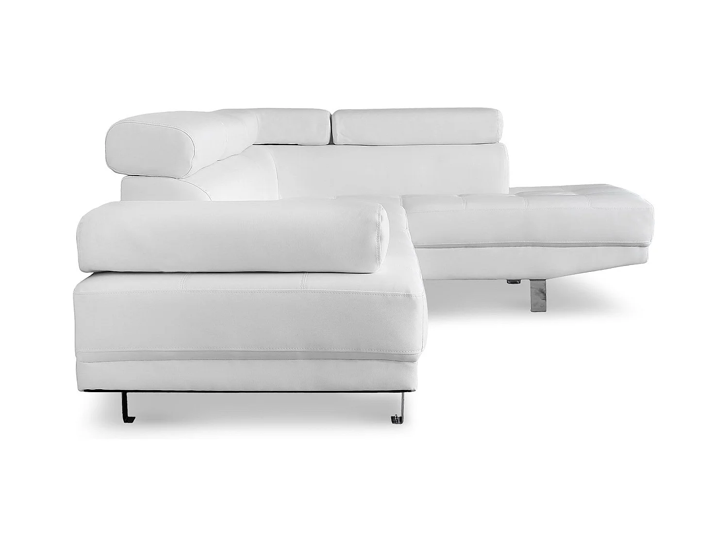 Ecksofa "Como" Weiß 5 Plätze mit verstellbaren Kopfstützen