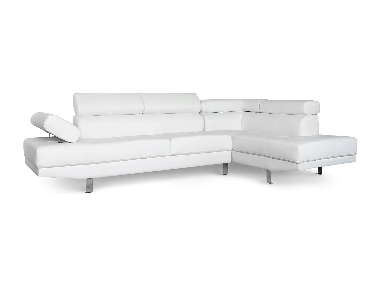 Ecksofa "Como" Weiß 5 Plätze mit verstellbaren Kopfstützen