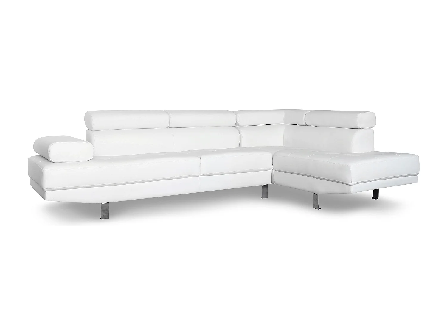 Ecksofa "Como" Weiß 5 Plätze mit verstellbaren Kopfstützen