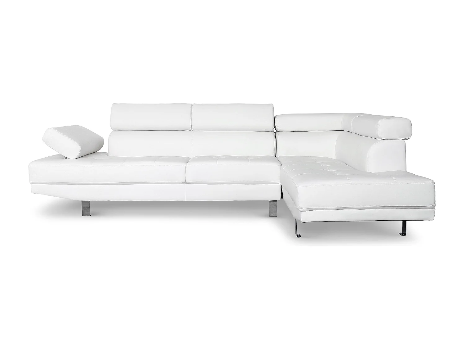 Ecksofa "Como" Weiß 5 Plätze mit verstellbaren Kopfstützen