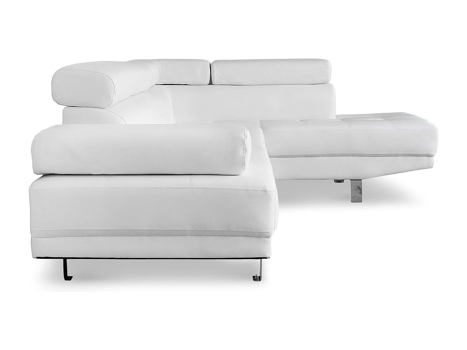 Ecksofa "Como" Weiß 5 Plätze mit verstellbaren Kopfstützen