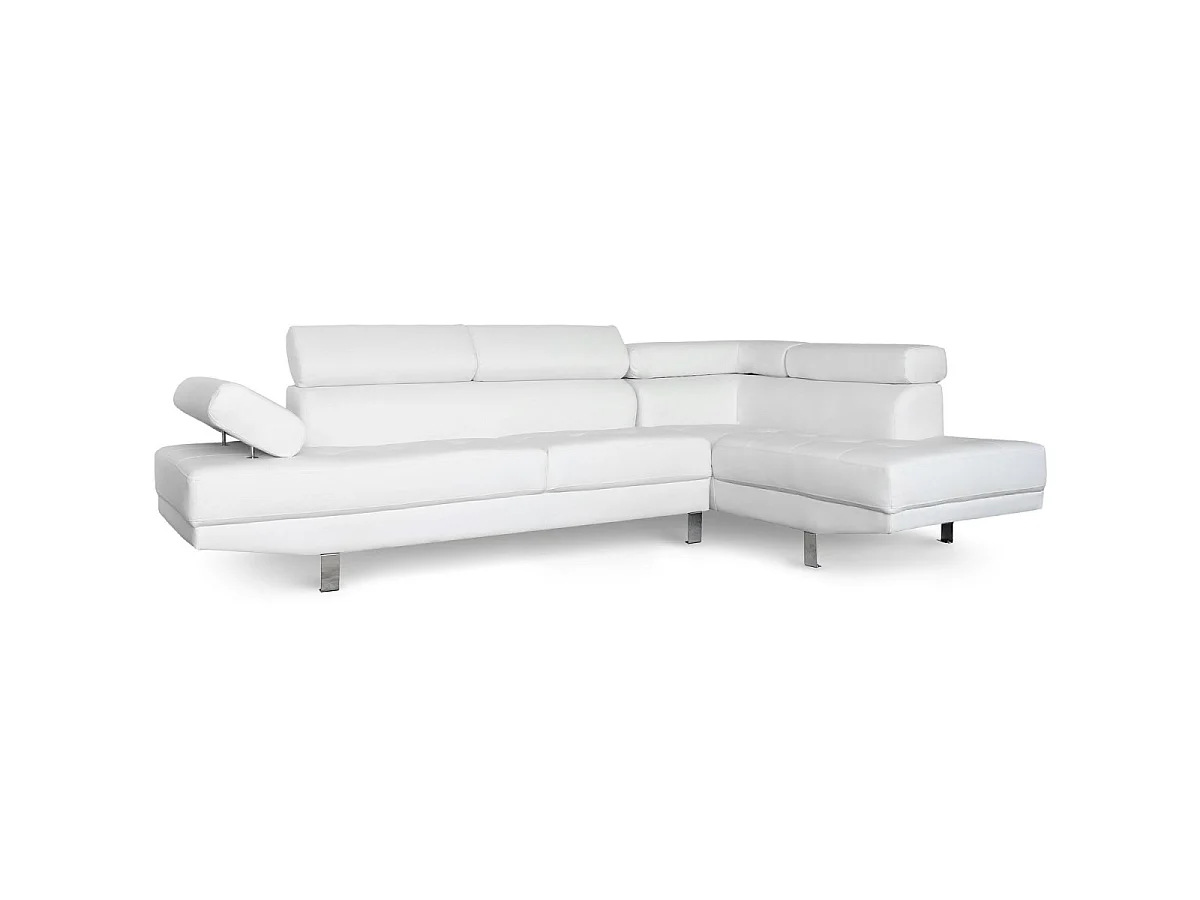 Canapé 5 Places "Como" 260cm Blanc Angle Droit