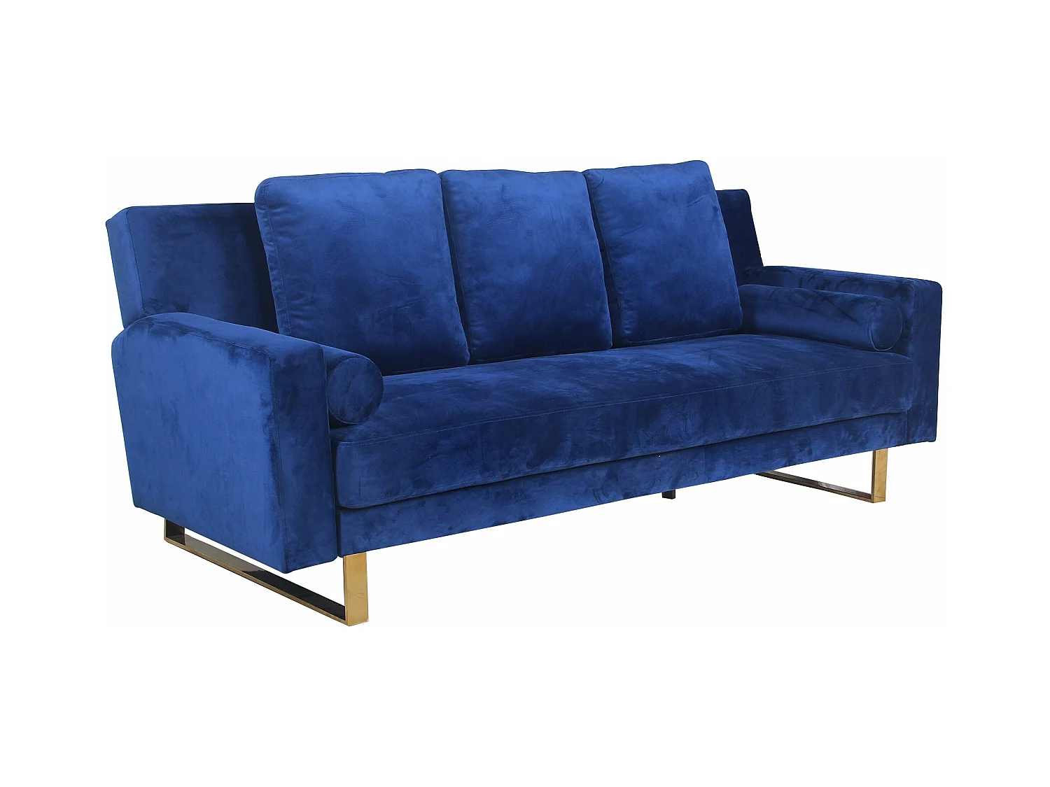 Canapé Convertible Velours "Albine" 210cm Bleu