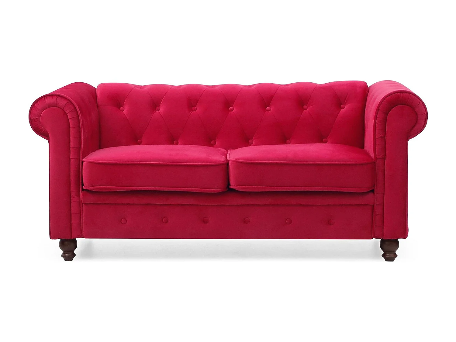 Divano Chesterfield in velluto rosso a 2 posti