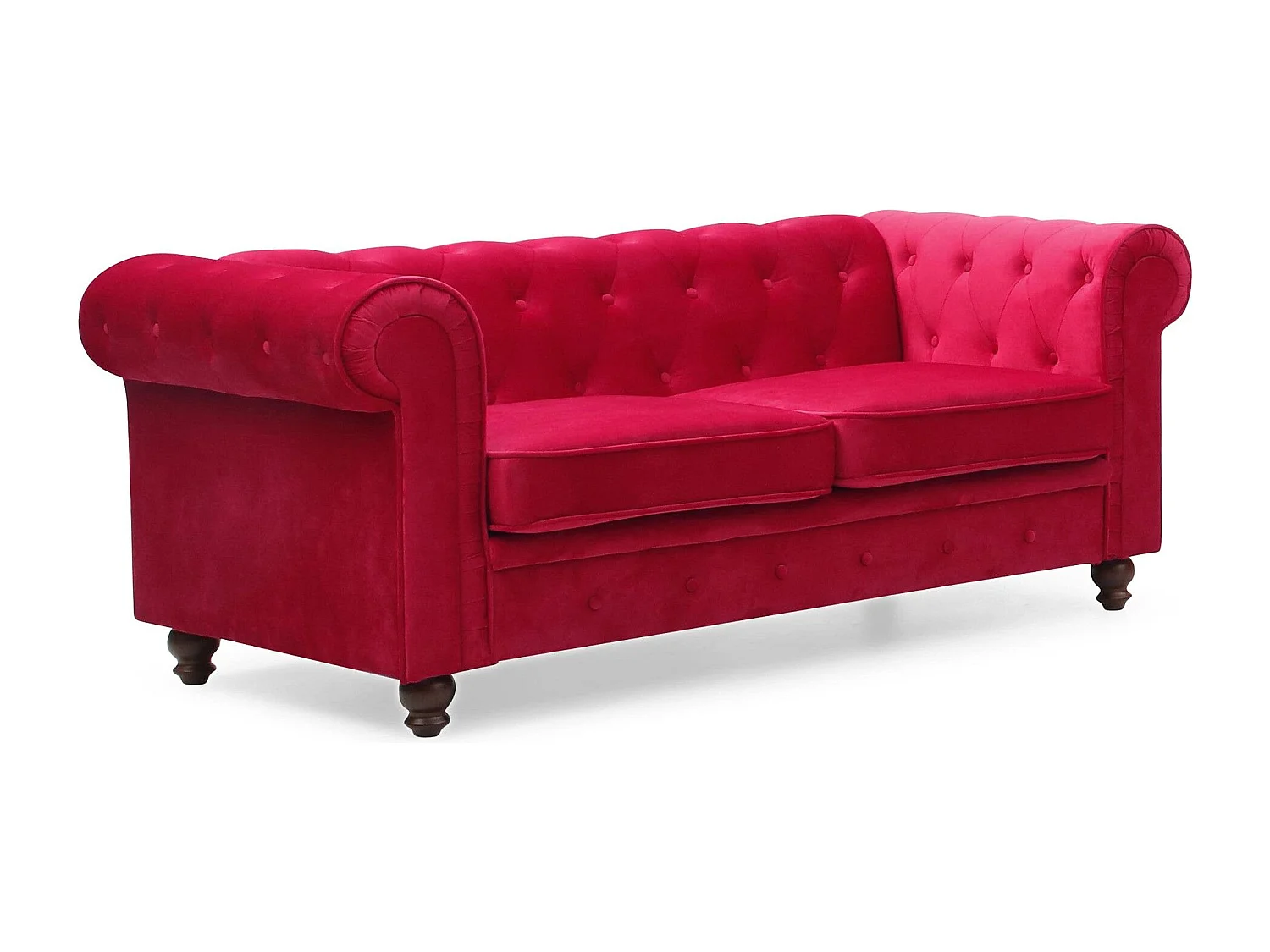 Divano Chesterfield in velluto rosso a 2 posti