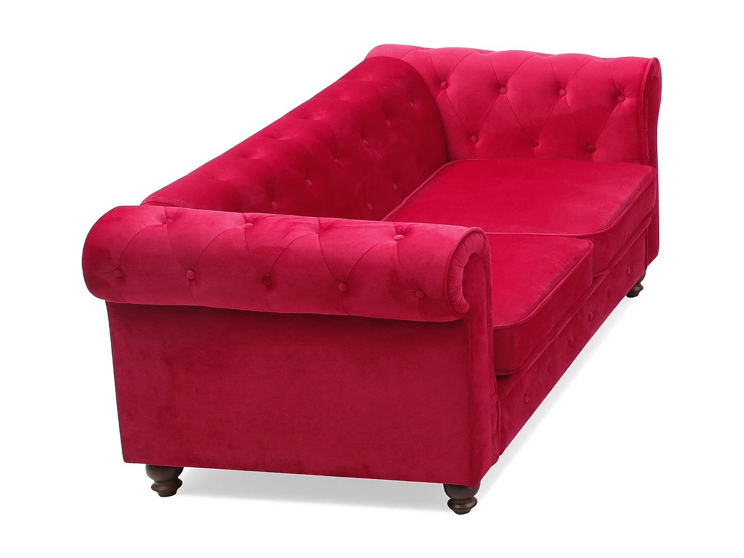 Divano Chesterfield in velluto rosso a 2 posti