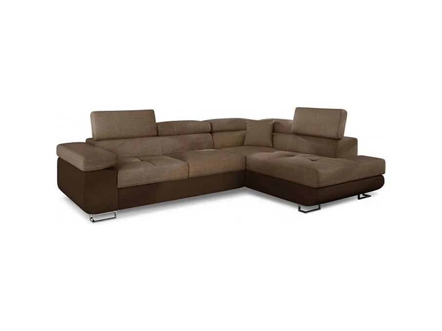 Canapé d'Angle Droit Convertible "Marius" 275cm Marron