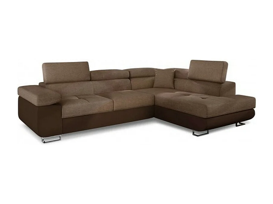 Canapé d'Angle Droit Convertible "Marius" 275cm Marron