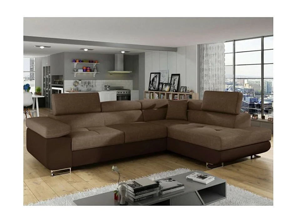 Canapé d'Angle Droit Convertible "Marius" 275cm Marron