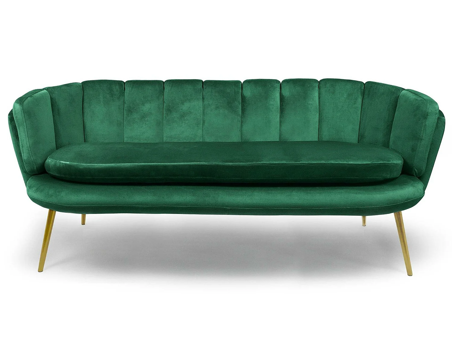 3-Sitzer Sofa Samt Grün Modern Goldene Beine Brenda 185cm