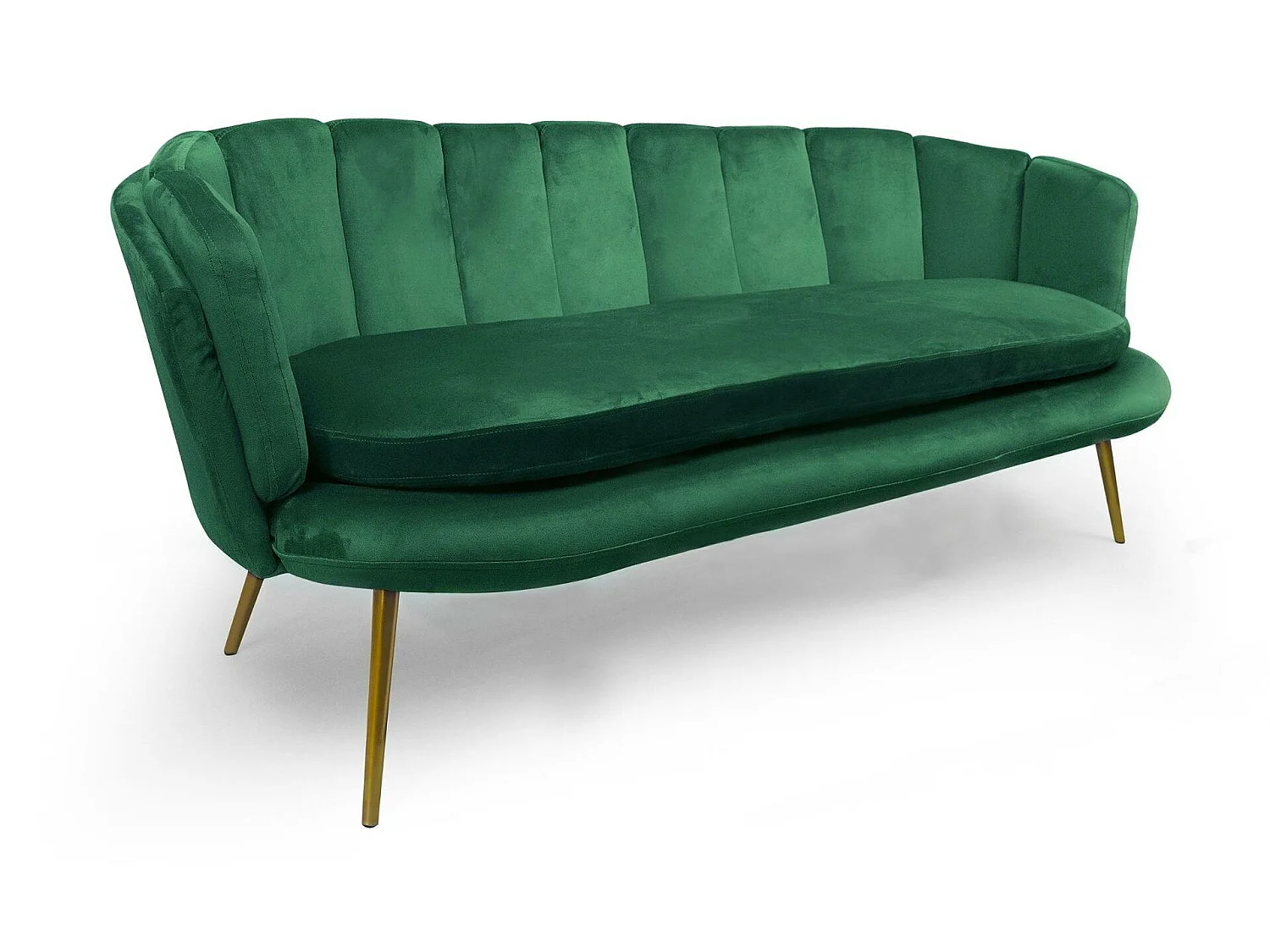 3-Sitzer Sofa Samt Grün Modern Goldene Beine Brenda 185cm