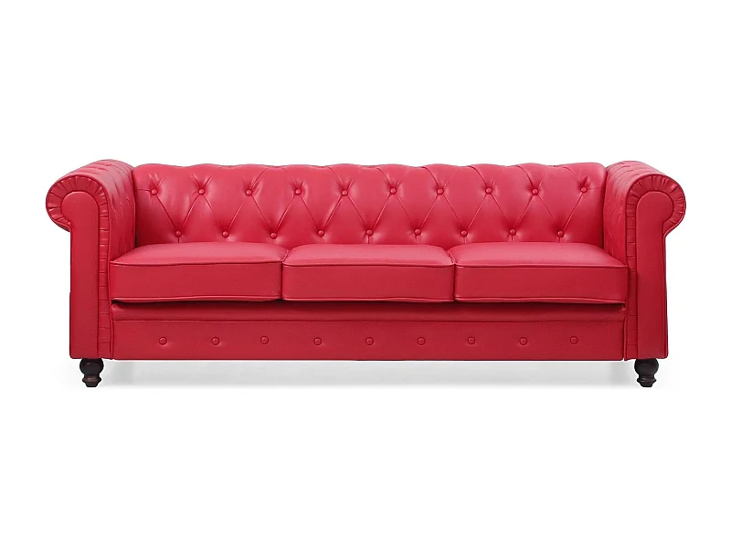 Canapé 3 Places "Chesterfield" 209cm Rouge