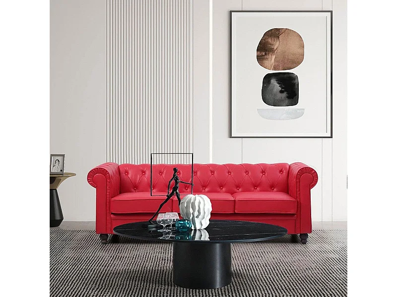 Canapé 3 Places "Chesterfield" 209cm Rouge