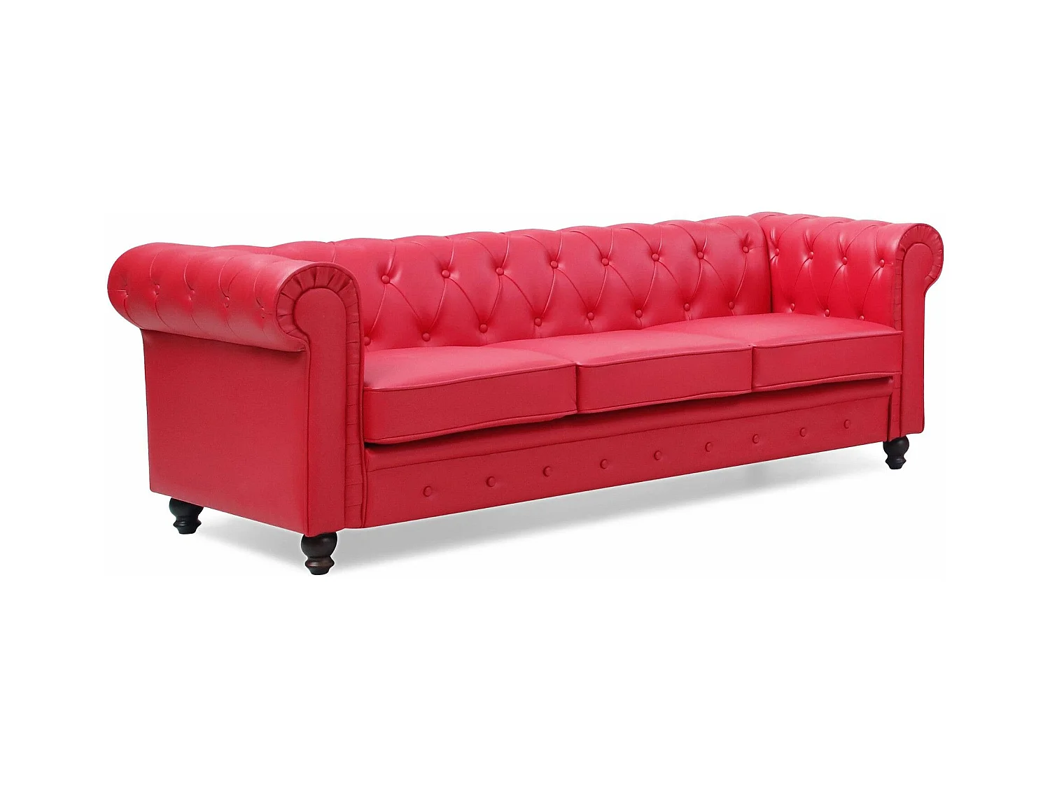 Canapé 3 Places "Chesterfield" 209cm Rouge