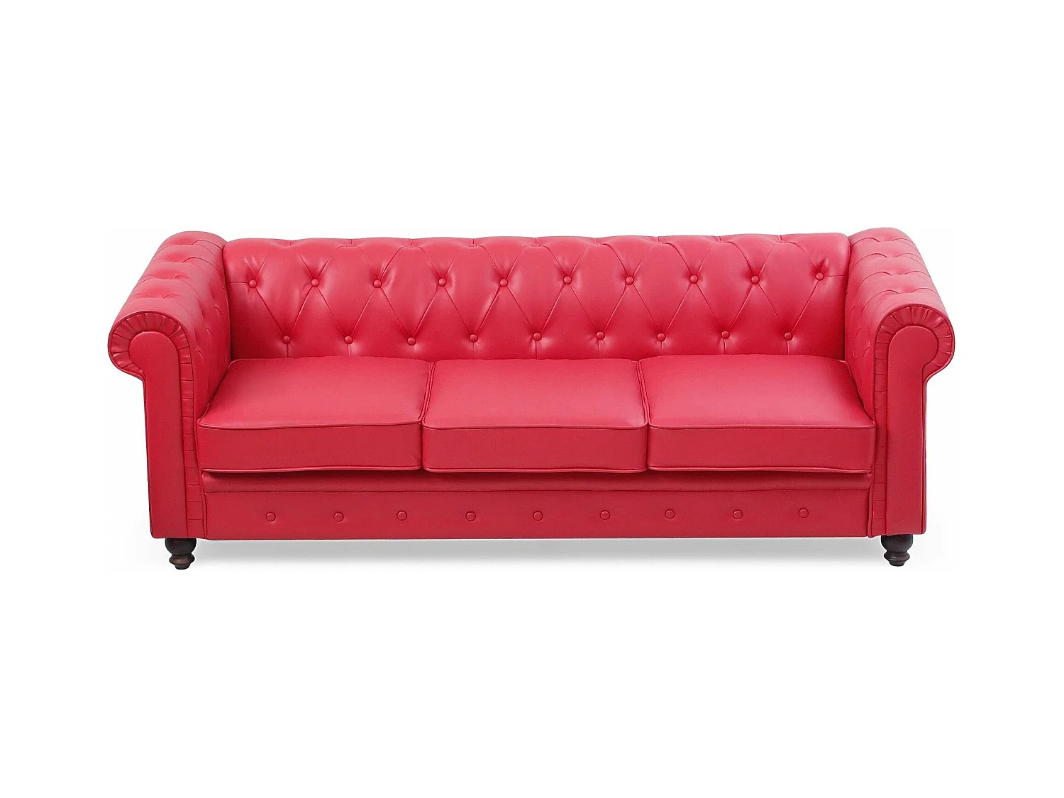 Canapé 3 Places "Chesterfield" 209cm Rouge