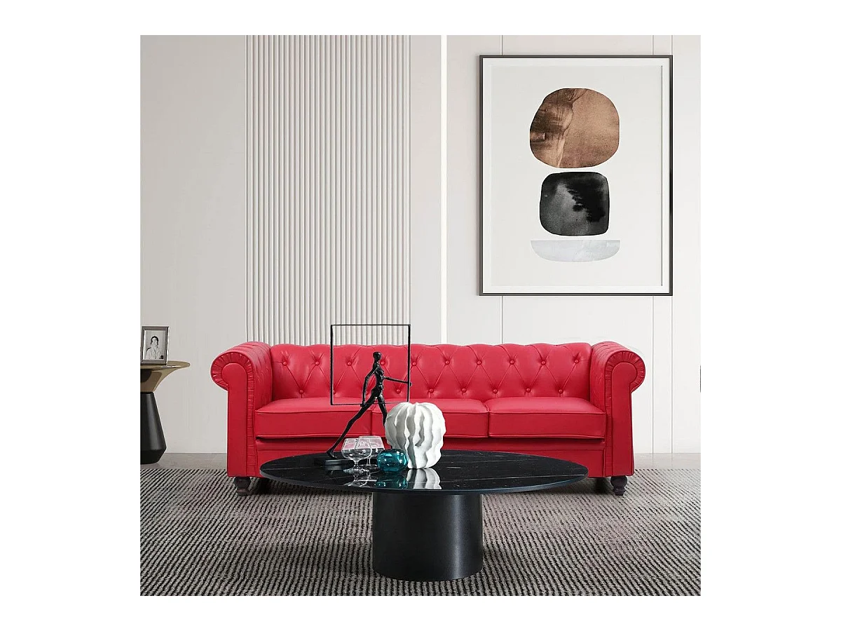 Canapé 3 Places "Chesterfield" 209cm Rouge