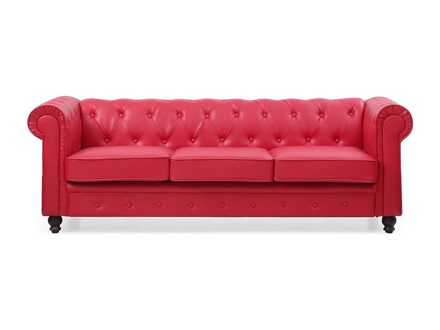 Canapé 3 Places "Chesterfield" 209cm Rouge