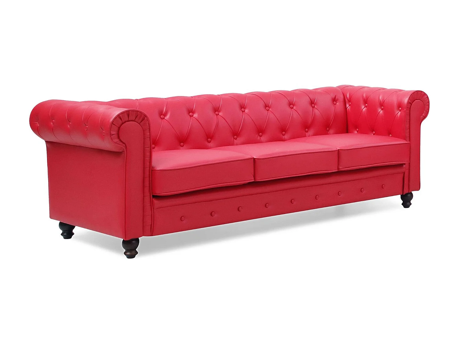 Canapé 3 Places "Chesterfield" 209cm Rouge