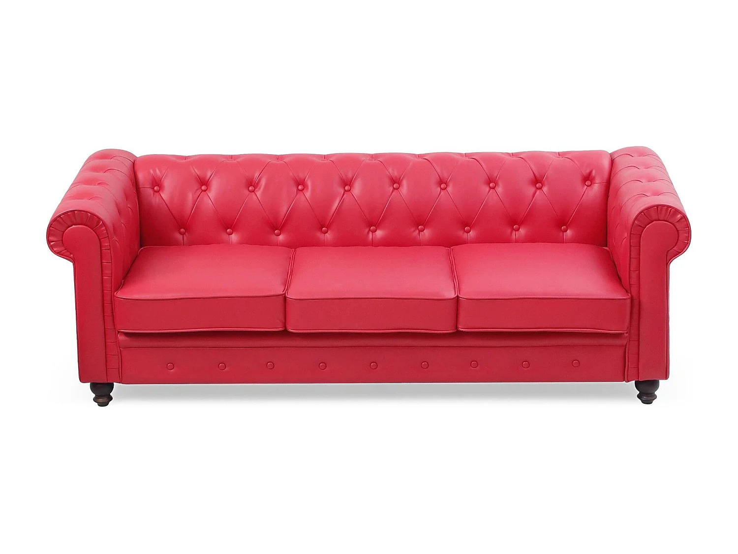 Canapé 3 Places "Chesterfield" 209cm Rouge