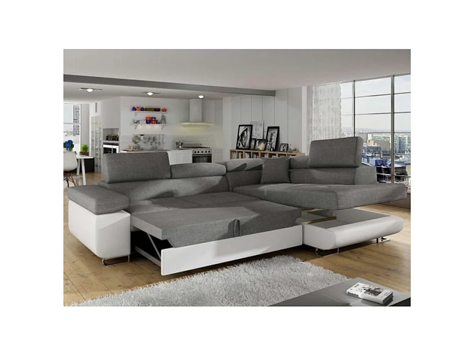 Canapé d'Angle Gauche Convertible "Marius" 275cm Gris