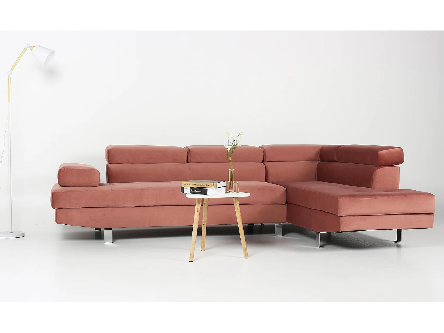 Canapé d'Angle Droit "Têtière" 260cm Rose