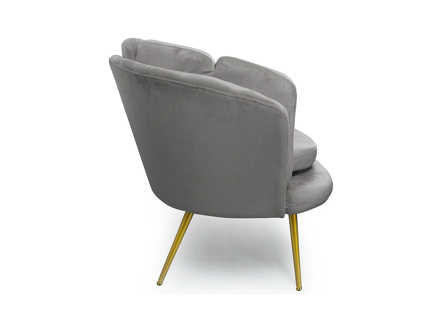 3-Sitzer Samtsofa "Dabren" Silber Modern Bequemes Muscheldesign 185cm