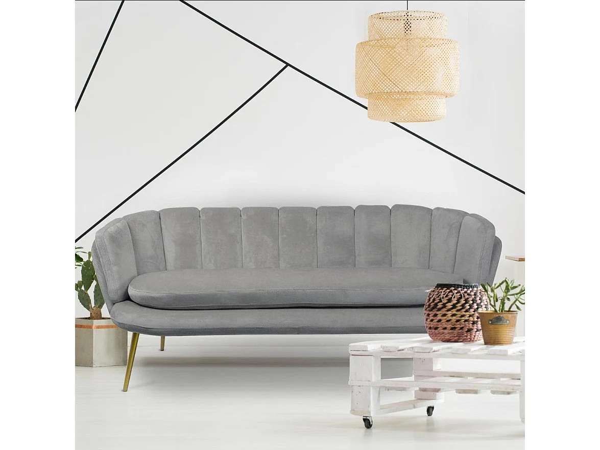 Canapé 3 Places en Velours "Dabren" 185cm Argent