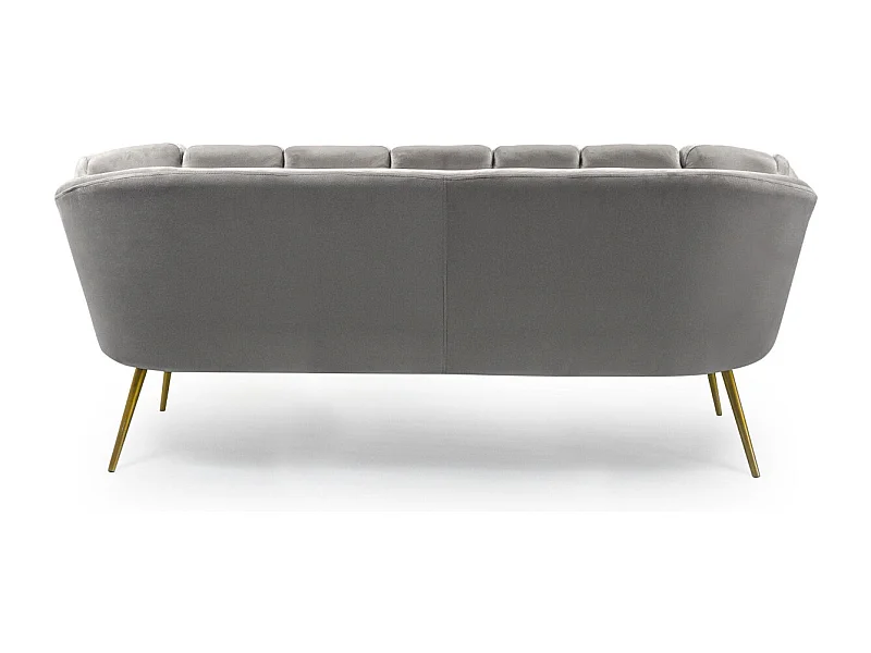 3-Sitzer Samtsofa "Dabren" Silber Modern Bequemes Muscheldesign 185cm