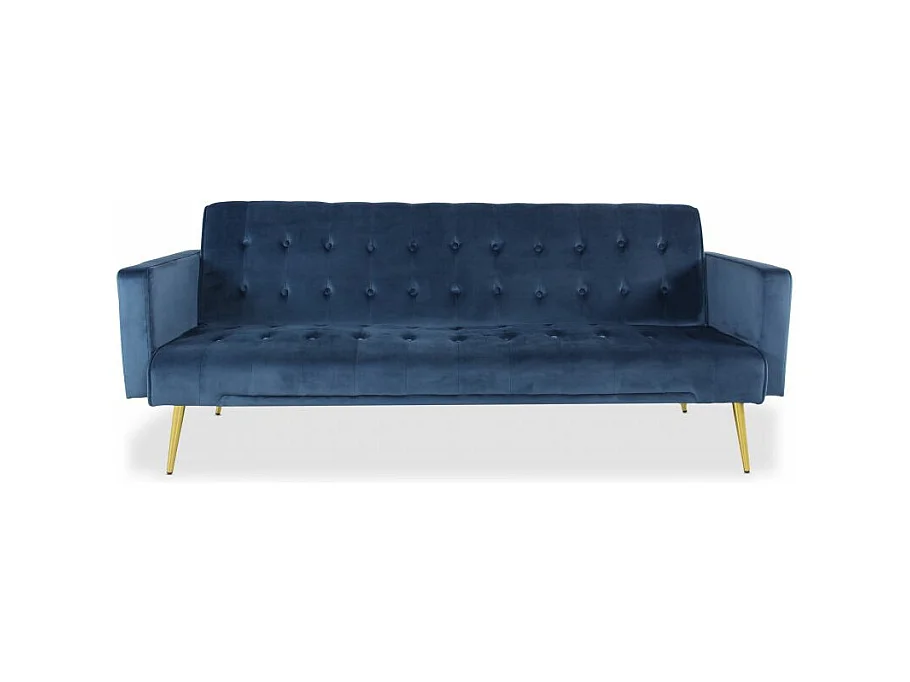 Canapé Convertible Velours "Tybio" 175cm Bleu