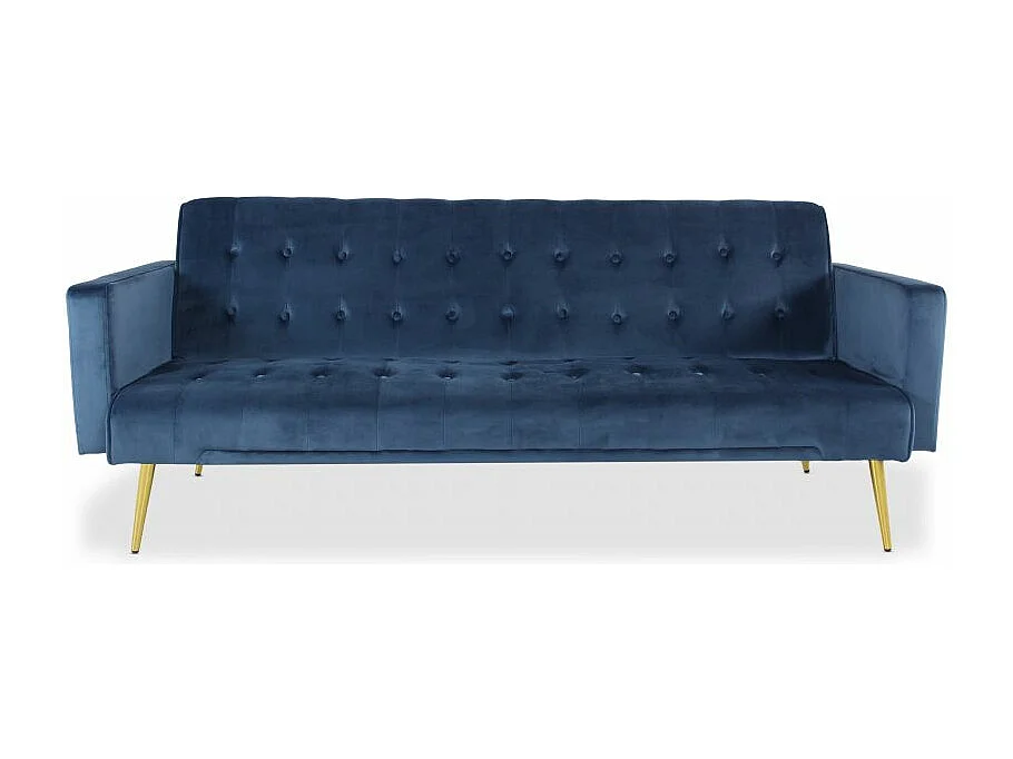Canapé Convertible Velours "Tybio" 175cm Bleu