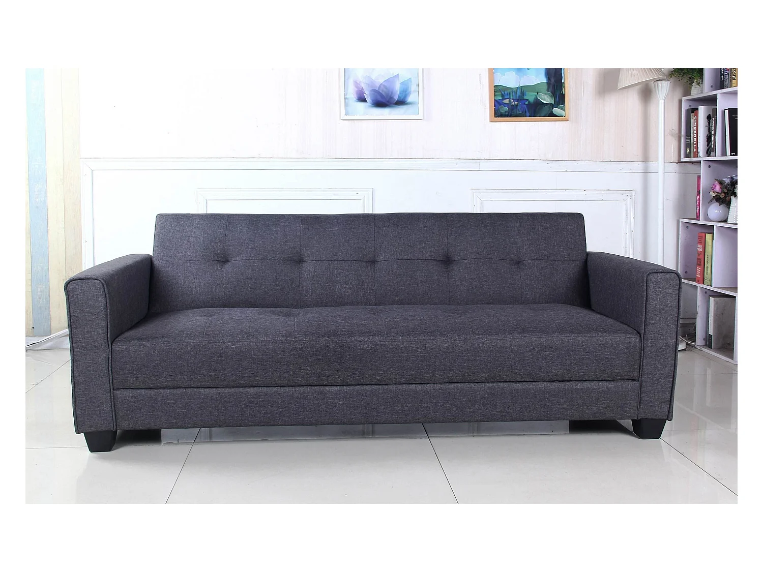 Canapé Convertible 3 Places "Tosello" 200cm Gris