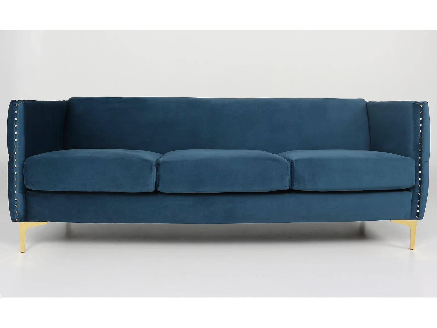 Samt Sofa Blau 3-Sitzer Design Gepolstert Bequem