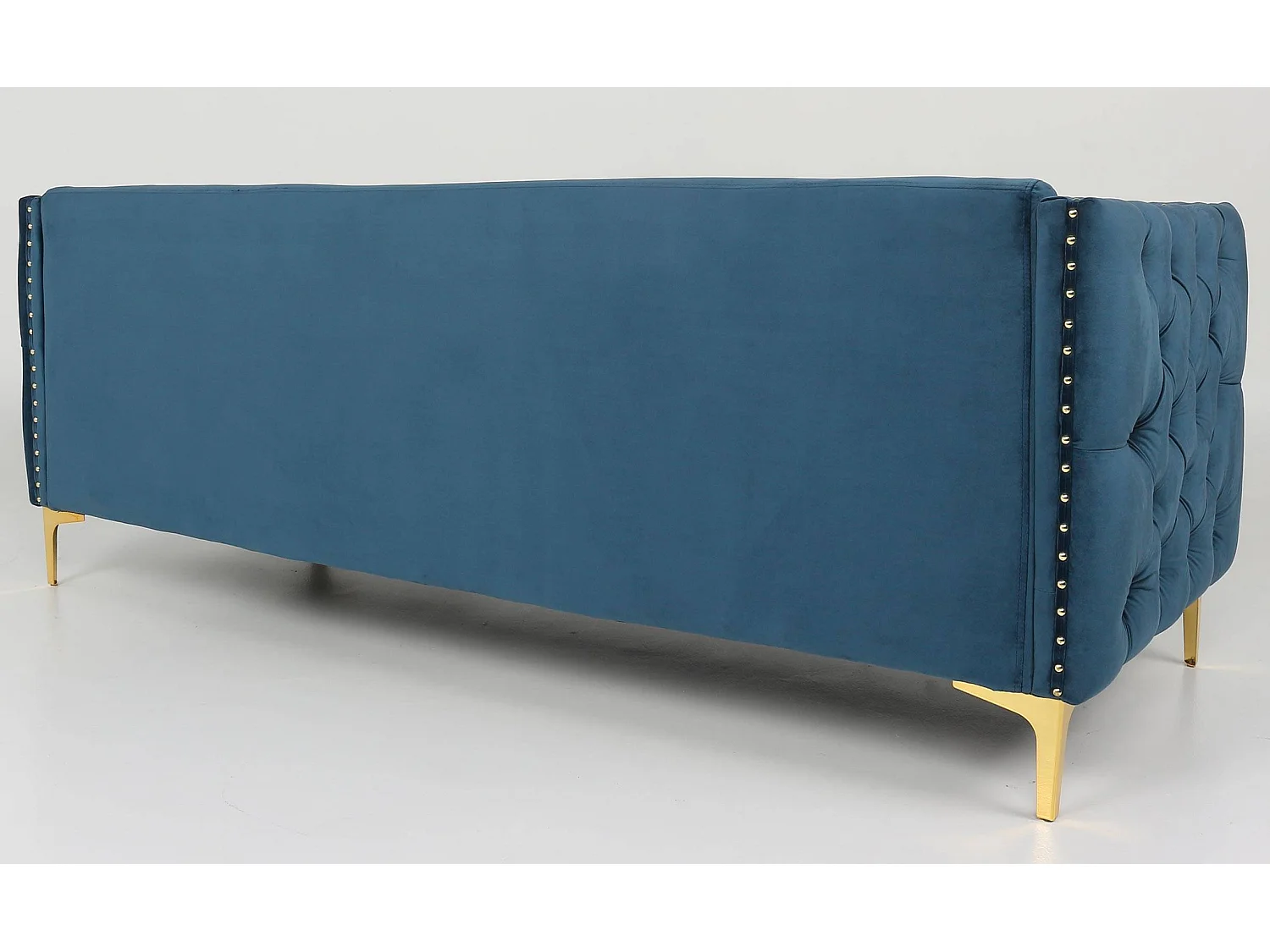 Samt Sofa Blau 3-Sitzer Design Gepolstert Bequem