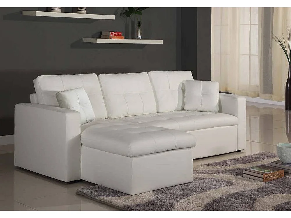Canapé d'Angle Convertible "Corto" 230cm Blanc