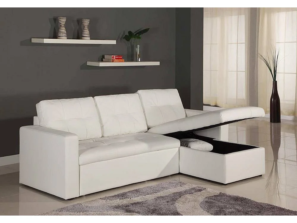 Canapé d'Angle Convertible "Corto" 230cm Blanc