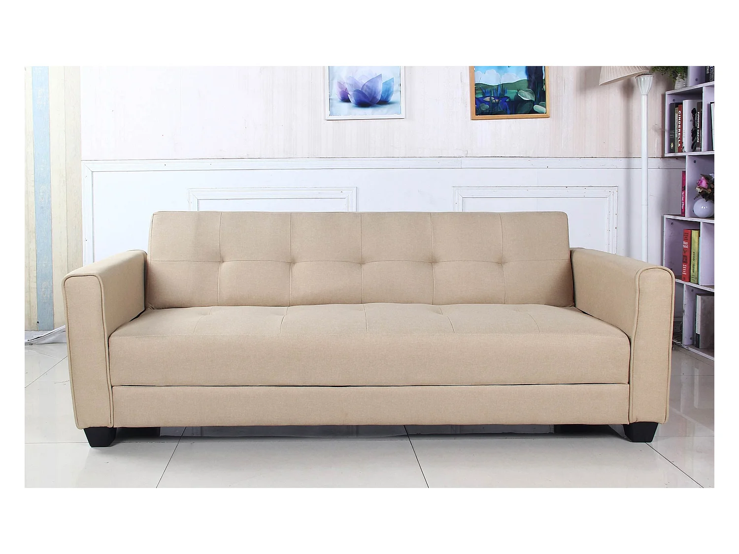 Canapé Convertible 3 Places "Tosello" 200cm Beige