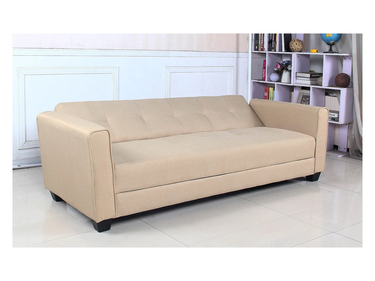 Canapé Convertible 3 Places "Tosello" 200cm Beige
